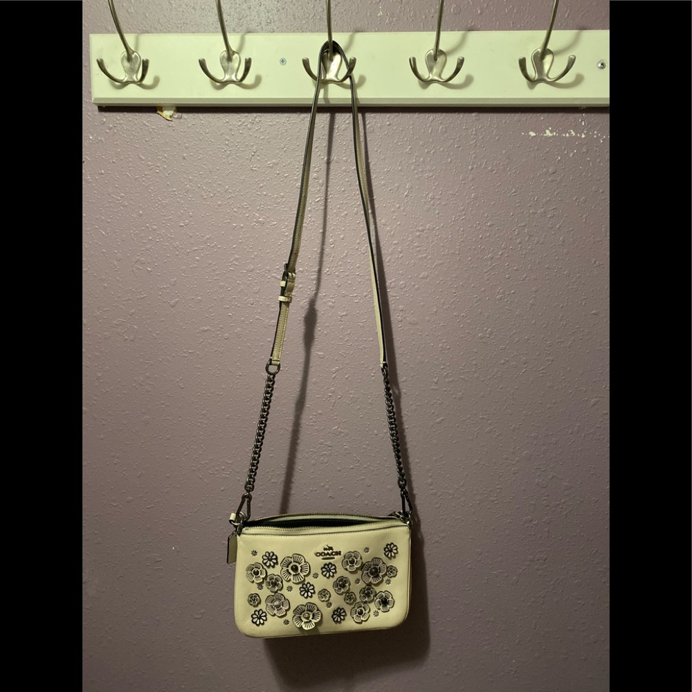 Coach taupe embellished crossbody 9x5